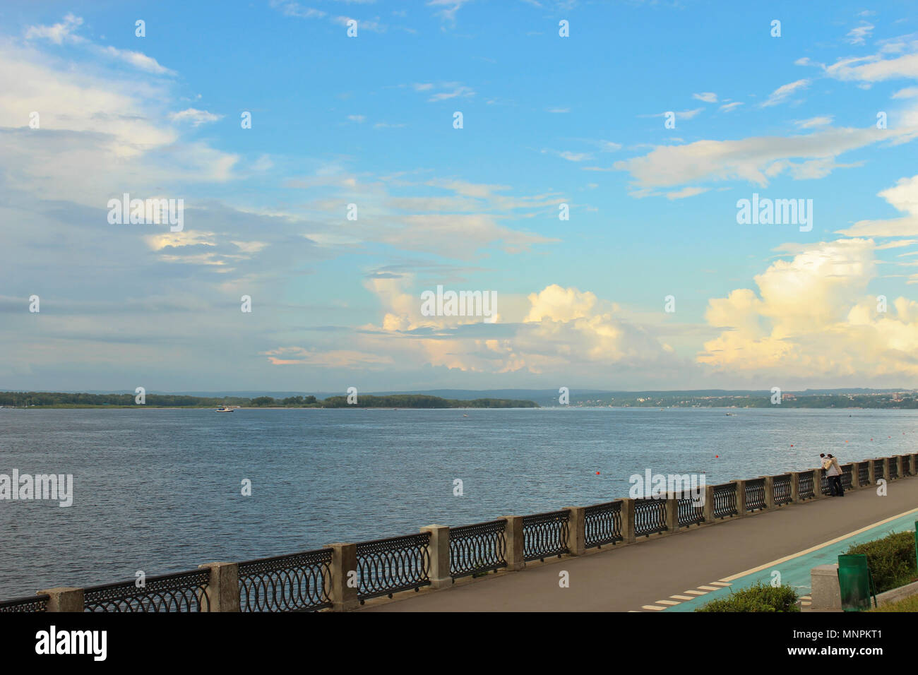 View on the Volga embankment of the Samara summer day in anticipation of storm Stock Photo