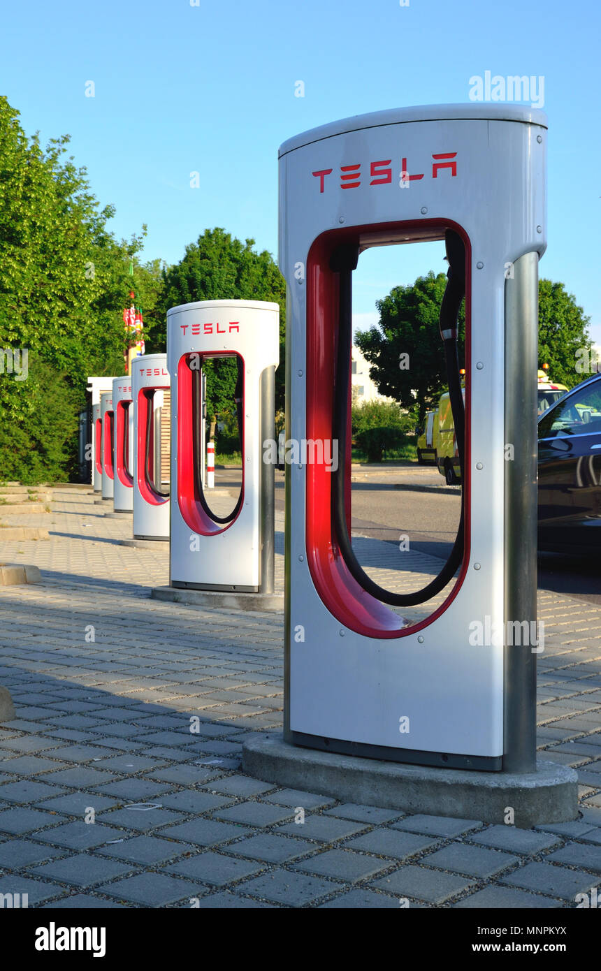 Ellwangen, Germany May 10, 2018 Tesla Supercharger Stations (480