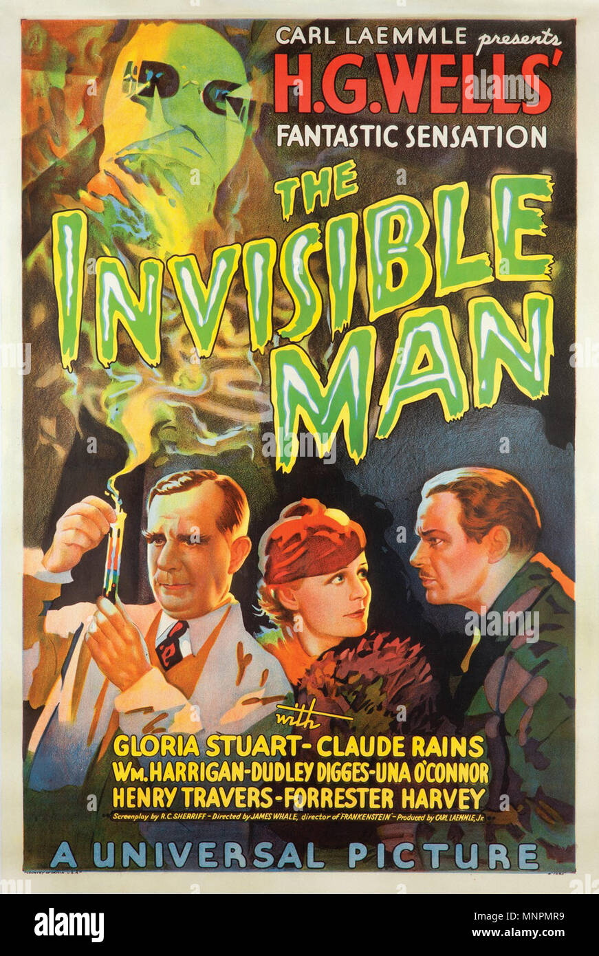 Universal's the Invisible Man Poster (1933) - Vintage Movie Poster Stock Photo