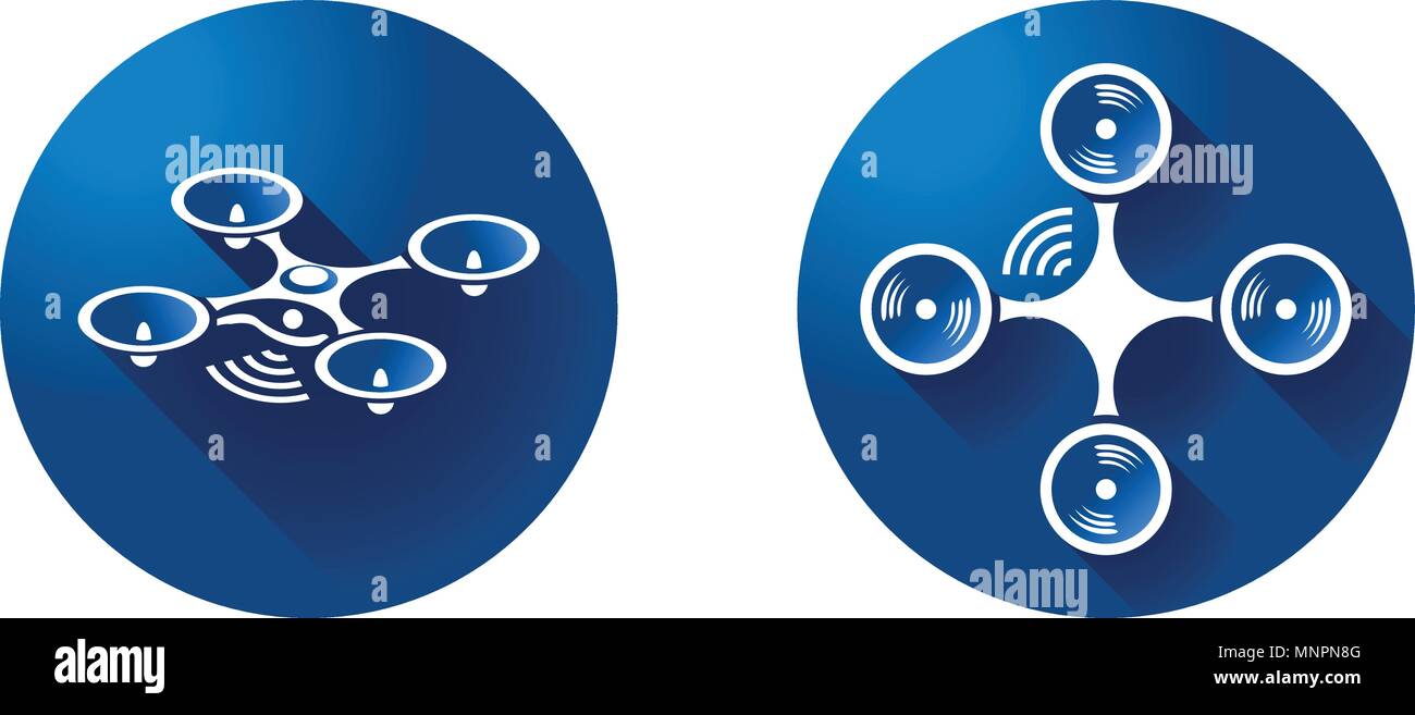 Dron quadrocopter icon on blue background. symbol vector Stock Vector