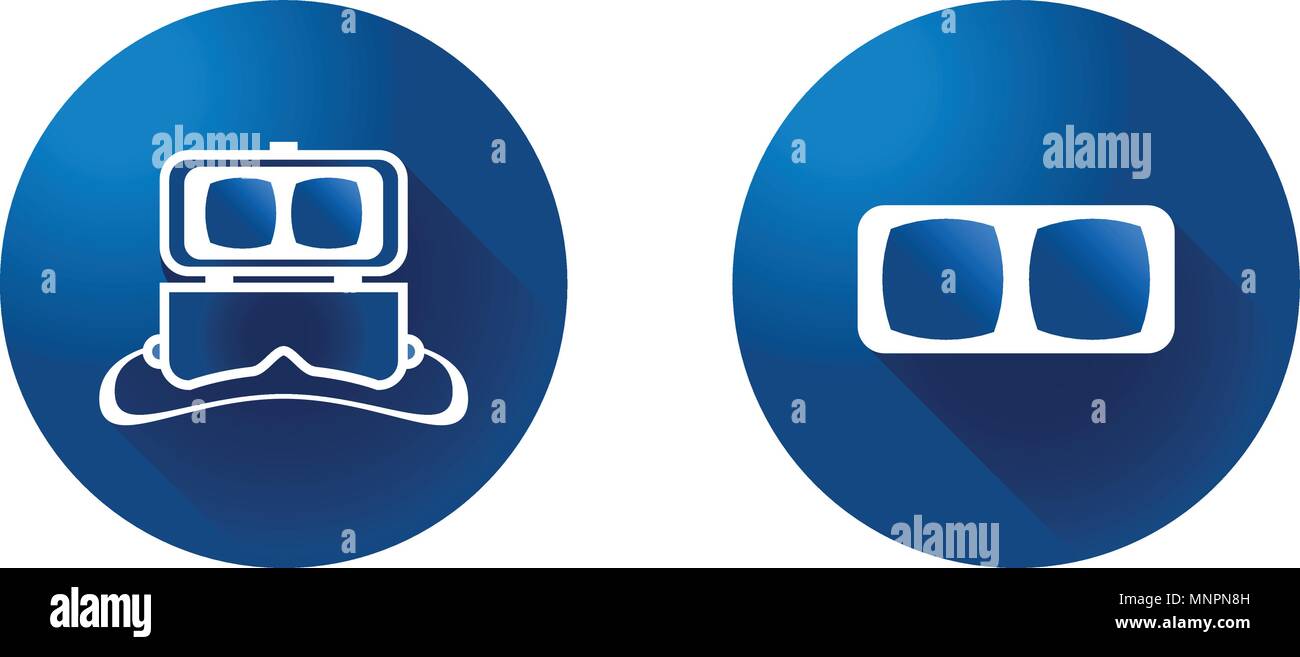 Virtual reality glasses icon on blue background. symbol vector Stock Vector