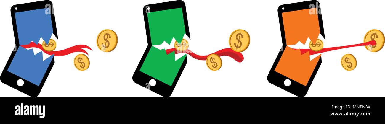 fastest waste of money on your mobile bill Stock Vector