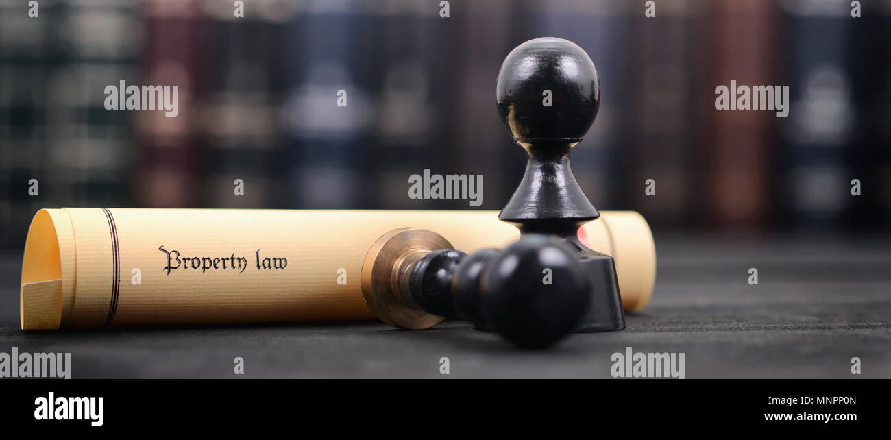 Property law , Notary seal , Legality concept, ownership of property concept, property law act. Stock Photo