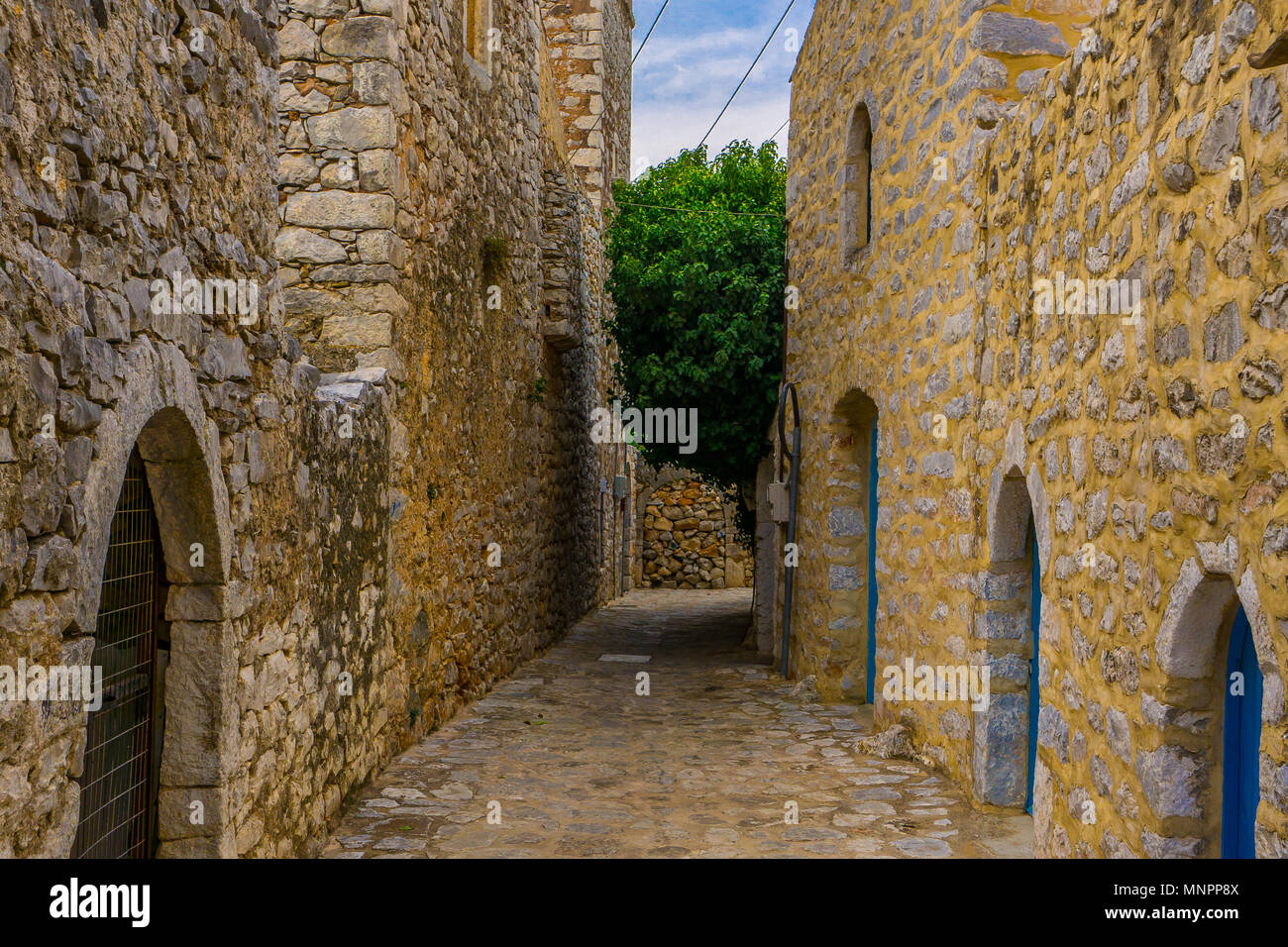 Areopoli, the traditional village of Mani in Peloponnese Greece. Narrow