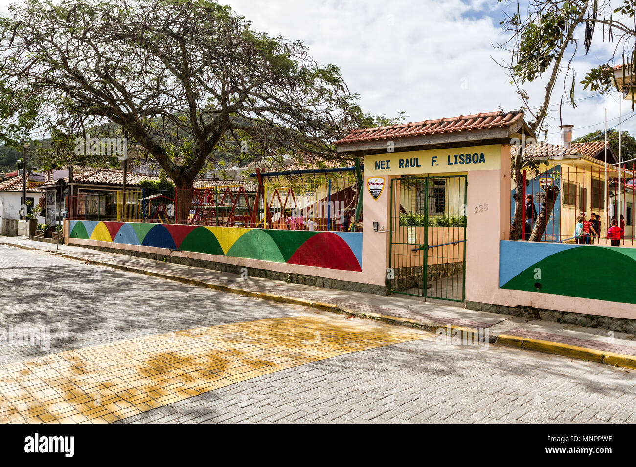 Entrance of a public school in southern Brazil. Florianopolis, Santa Catarina, Brazil. Stock Photo