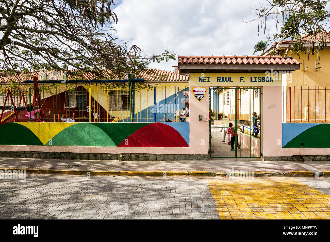 Entrance of a public school in southern Brazil. Florianopolis, Santa Catarina, Brazil. Stock Photo