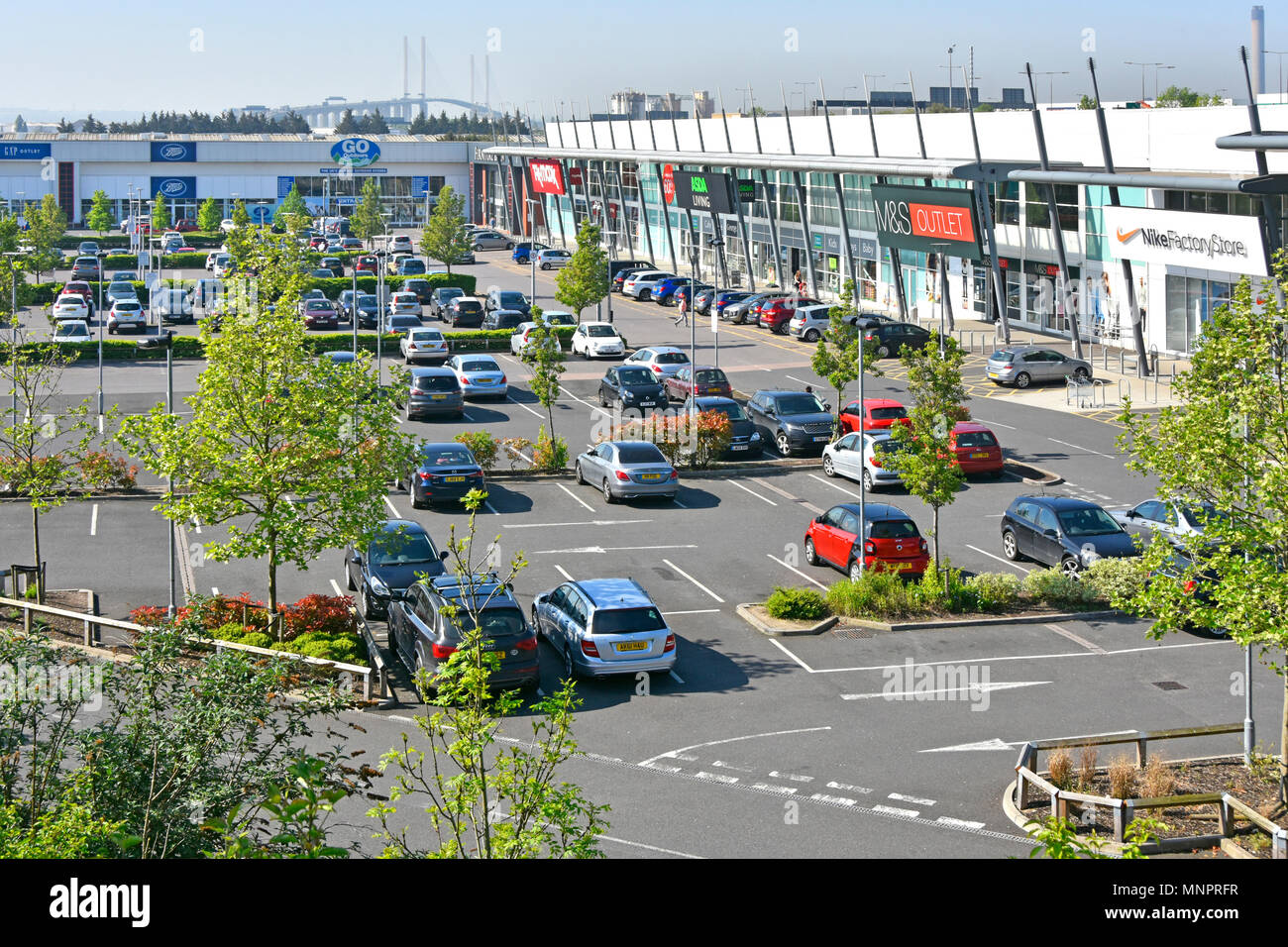 Junction Retail Park shopping centre businesses aerial view free car