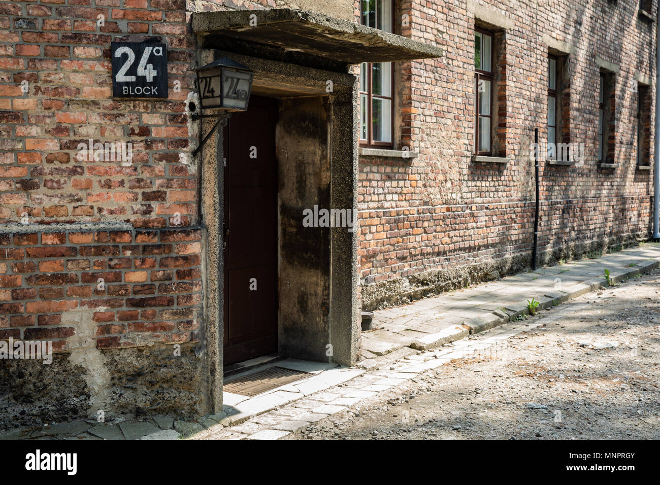 Barrack in Auschwitz Birkenau German Nazi Concentration and Extermination Camp Stock Photo