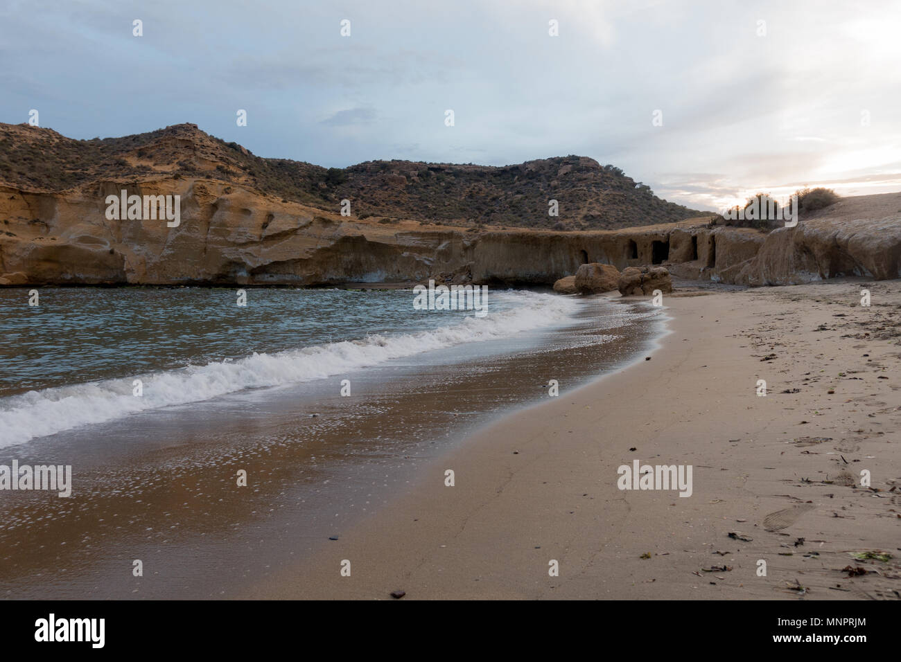 The closed cove in Aguilas at sunset, Murcia, Spain Stock Photo