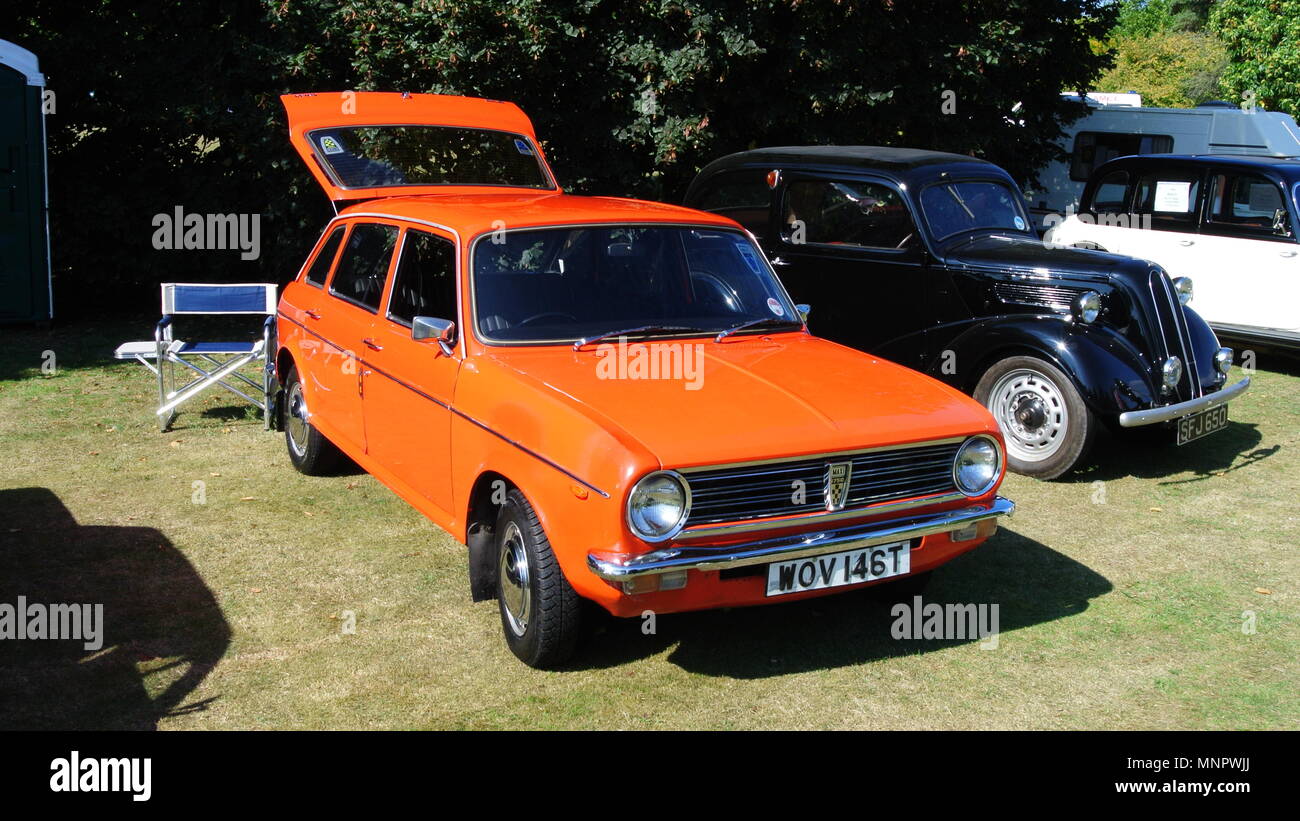 a 1977 Austin Maxi parked up on display at Forde House classic car meet, Newton Abbot, Devon, England, UK Stock Photo