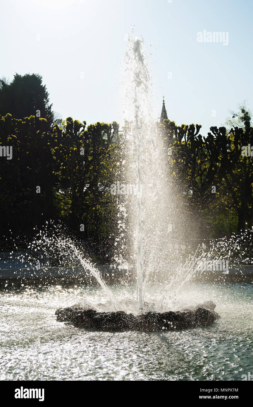 Salzburg Mirabellgarten, beautiful day, waterspout fountain Stock Photo