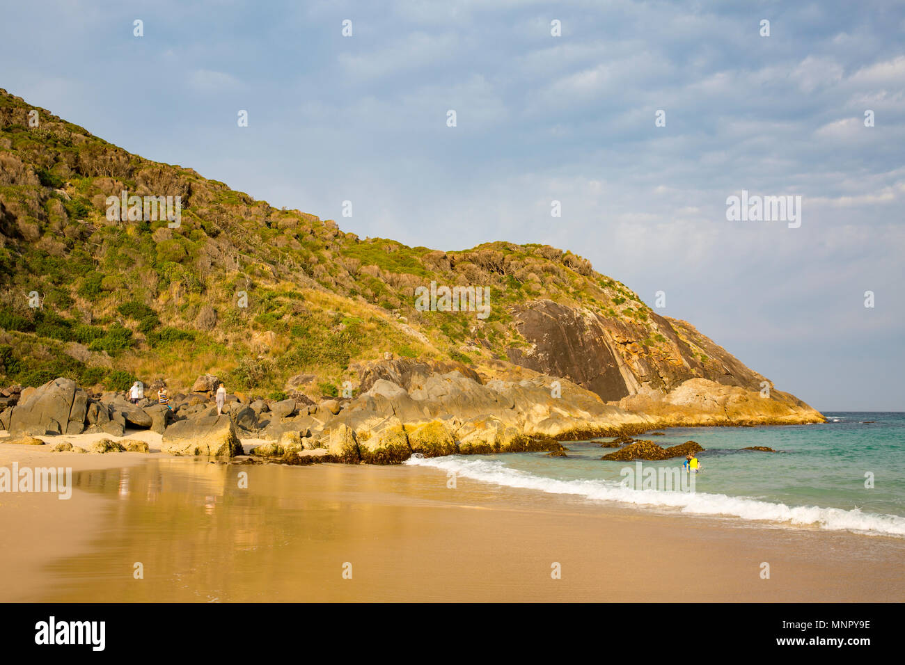 Children playing at Boomerang beach in Great lakes area mid north coast