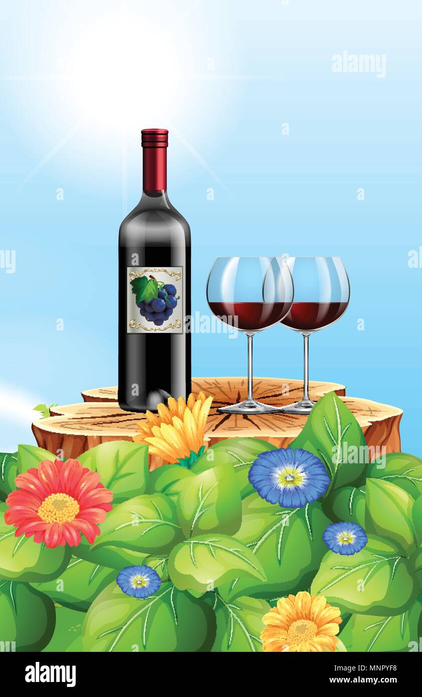 A Red Wine in Nature illustration Stock Vector Image & Art - Alamy