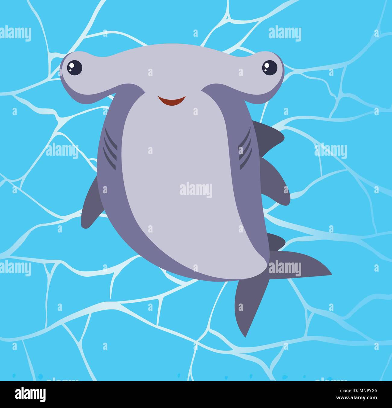 Hammer Shark on Water Background illustration Stock Vector