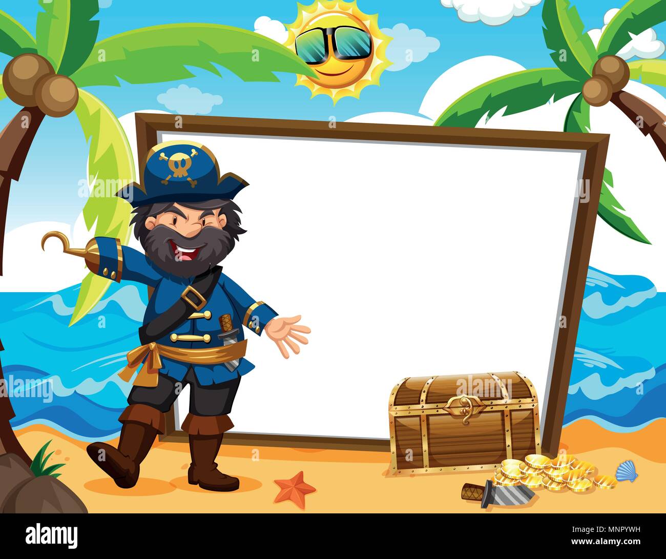 Pirate Captain And White Banner Illustration Stock Vector Art