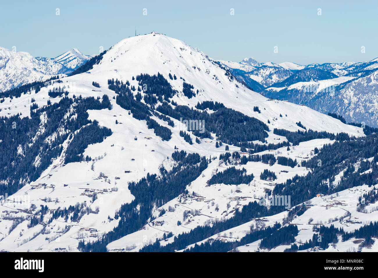Hohe Salve in winter, ski area Wilder Kaiser Brixental, Tyrol, Austria Stock Photo