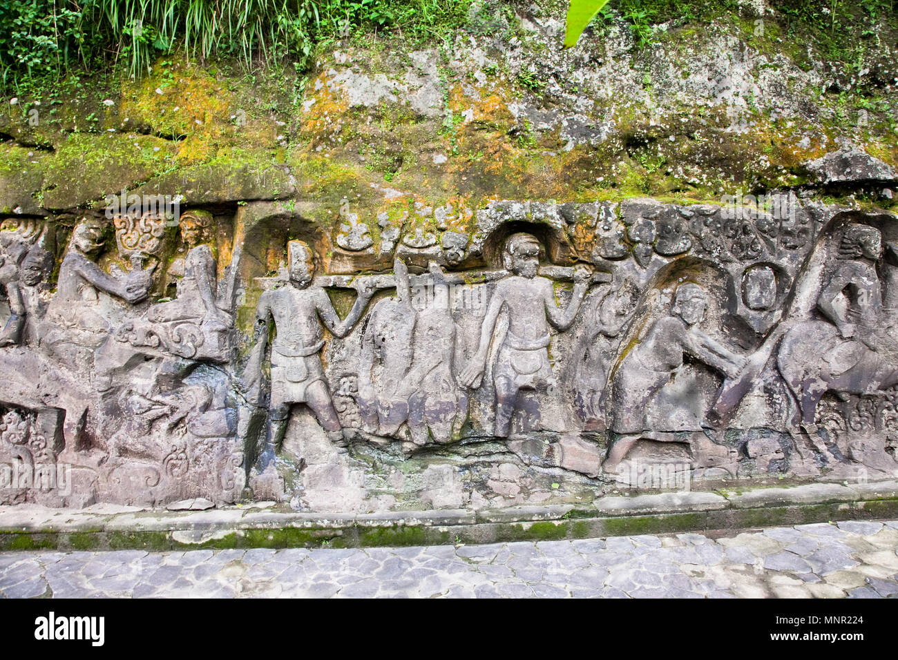 Yeh Pulu - Famous carved cliff face, Ubud, Bali, Indonesia Stock Photo