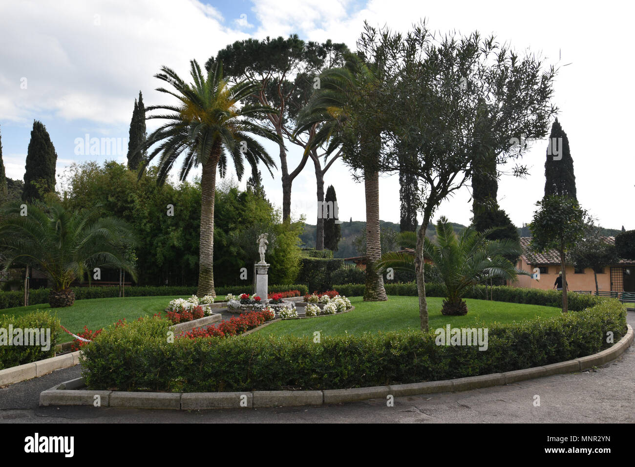 Gardens outside the entrance of the Catacombs of St. Callixtus, Appia ...