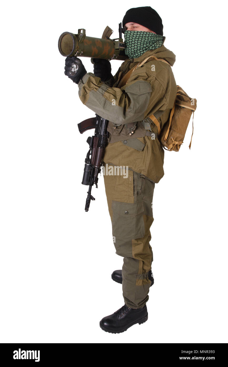 terrorist with RPG rocket launcher isolated on white Stock Photo - Alamy