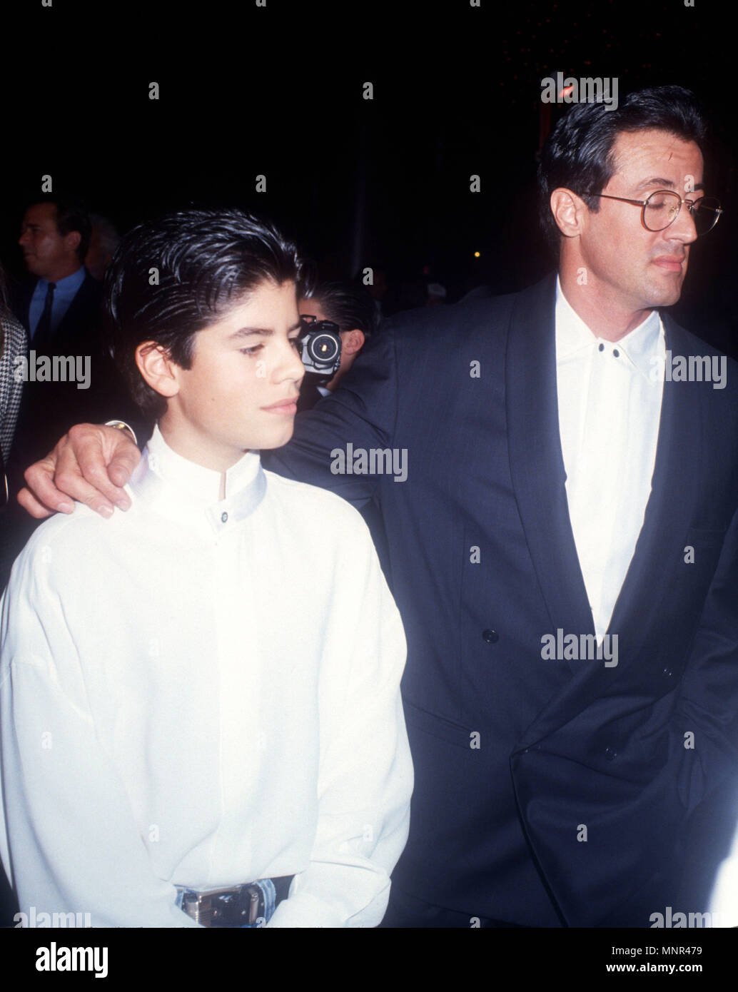 WEST HOLLYWOOD, CA NOVEMBER 13 (LR) Actors Sage Stallone and father