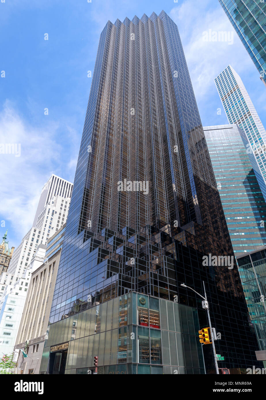 New York, USA - May 12, 2018 : The Trump Tower on Fifth Avenue, NYC Stock Photo