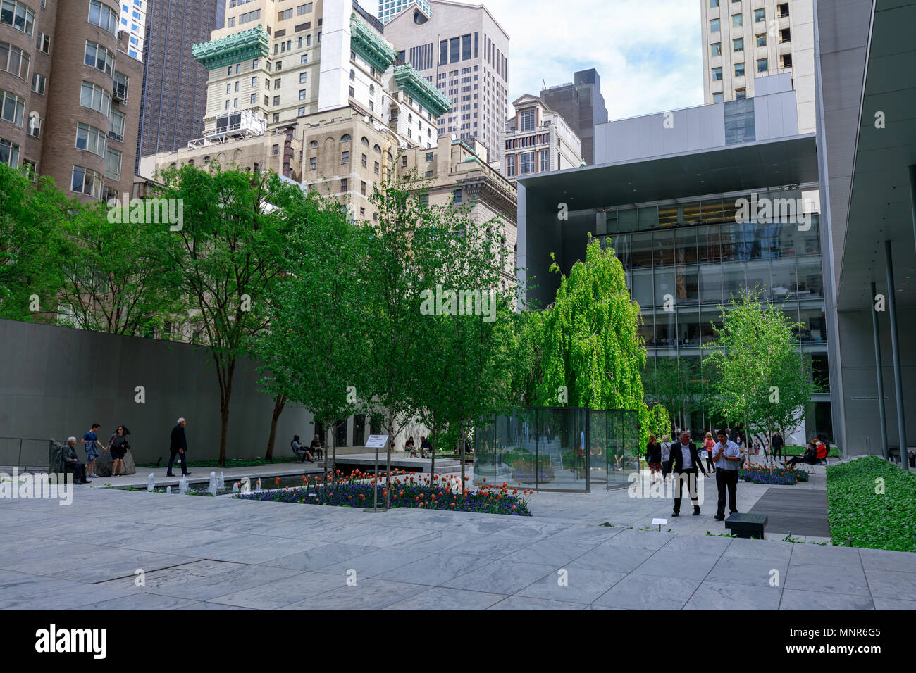 New York, USA May 12, 2018 The main garden of MoMA, Museum of