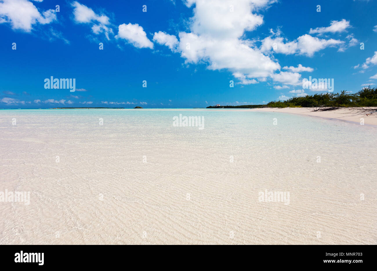 Beautiful tropical beach at Exuma Bahamas Stock Photo