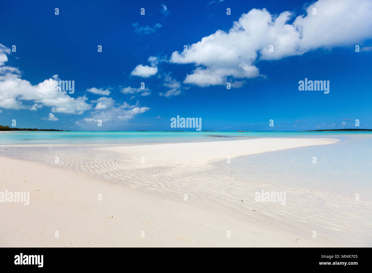 Beautiful tropical beach at Exuma Bahamas Stock Photo