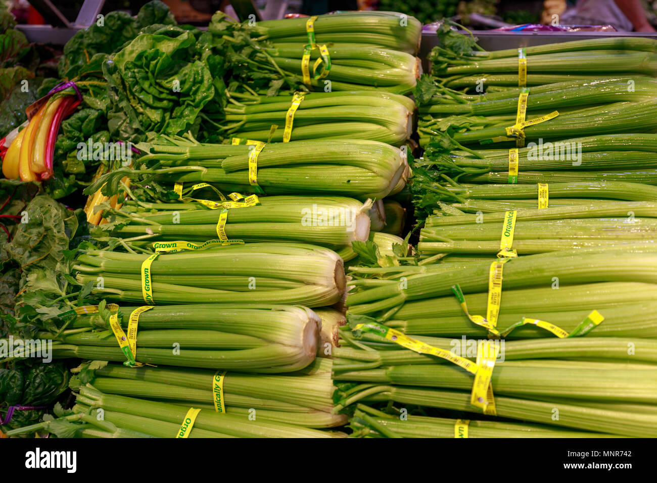 Portland, Oregon May 14, 2018 Fruits and vegetables on display in