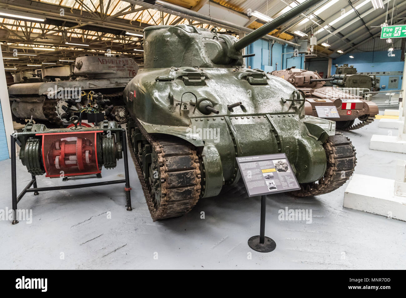 The much famed highly mobile WWII Sherman Battle Tank at Bovington Camp Tank Museum Stock Photo