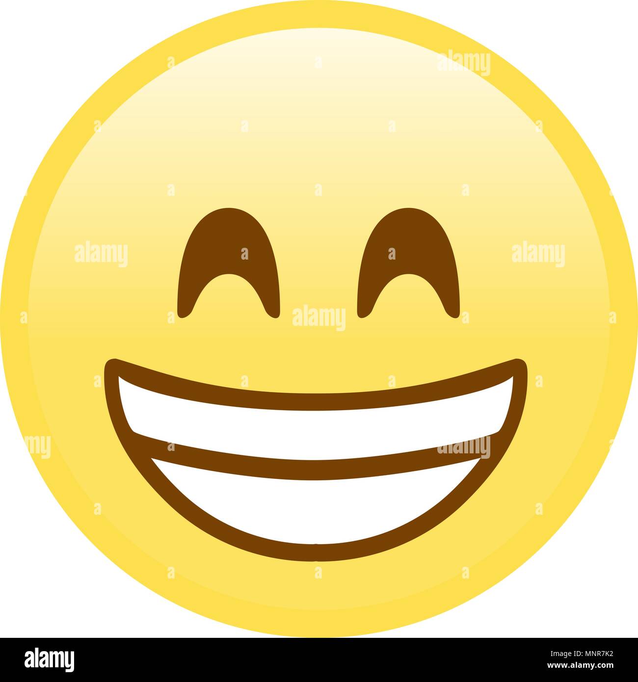 The isolated yellow smiling face with the white teeth icon Stock Vector
