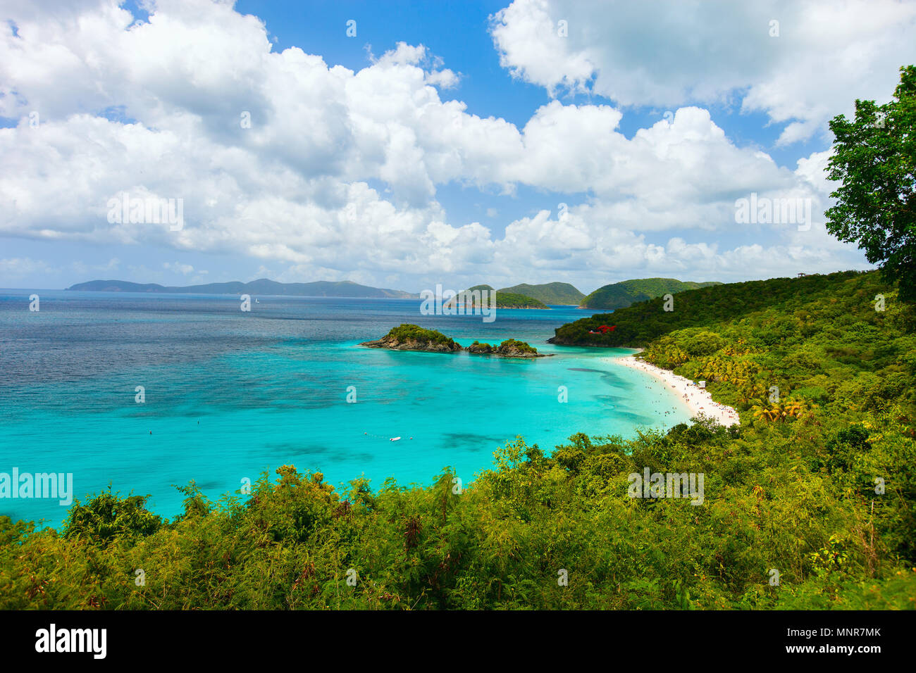 Aerial View Of Picturesque Trunk Bay On St John Island, US Virgin ...