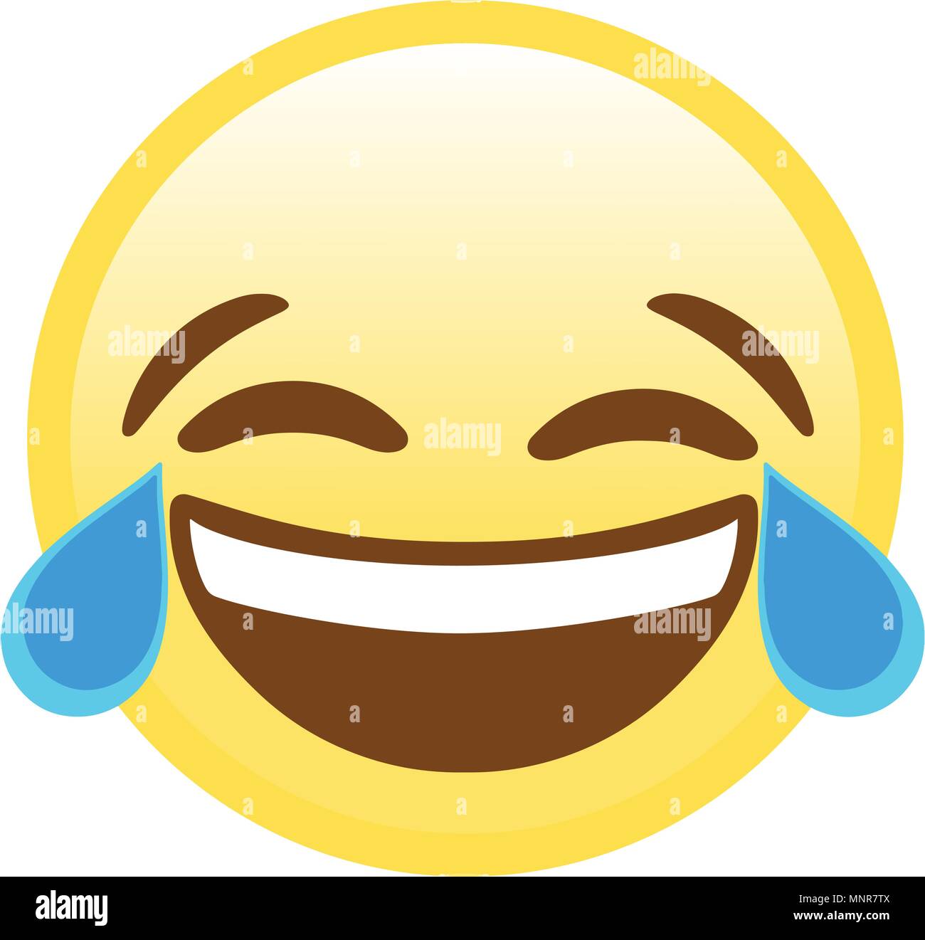 The isolated yellow vector yellow laugh and crying tear flat icon Stock Vector
