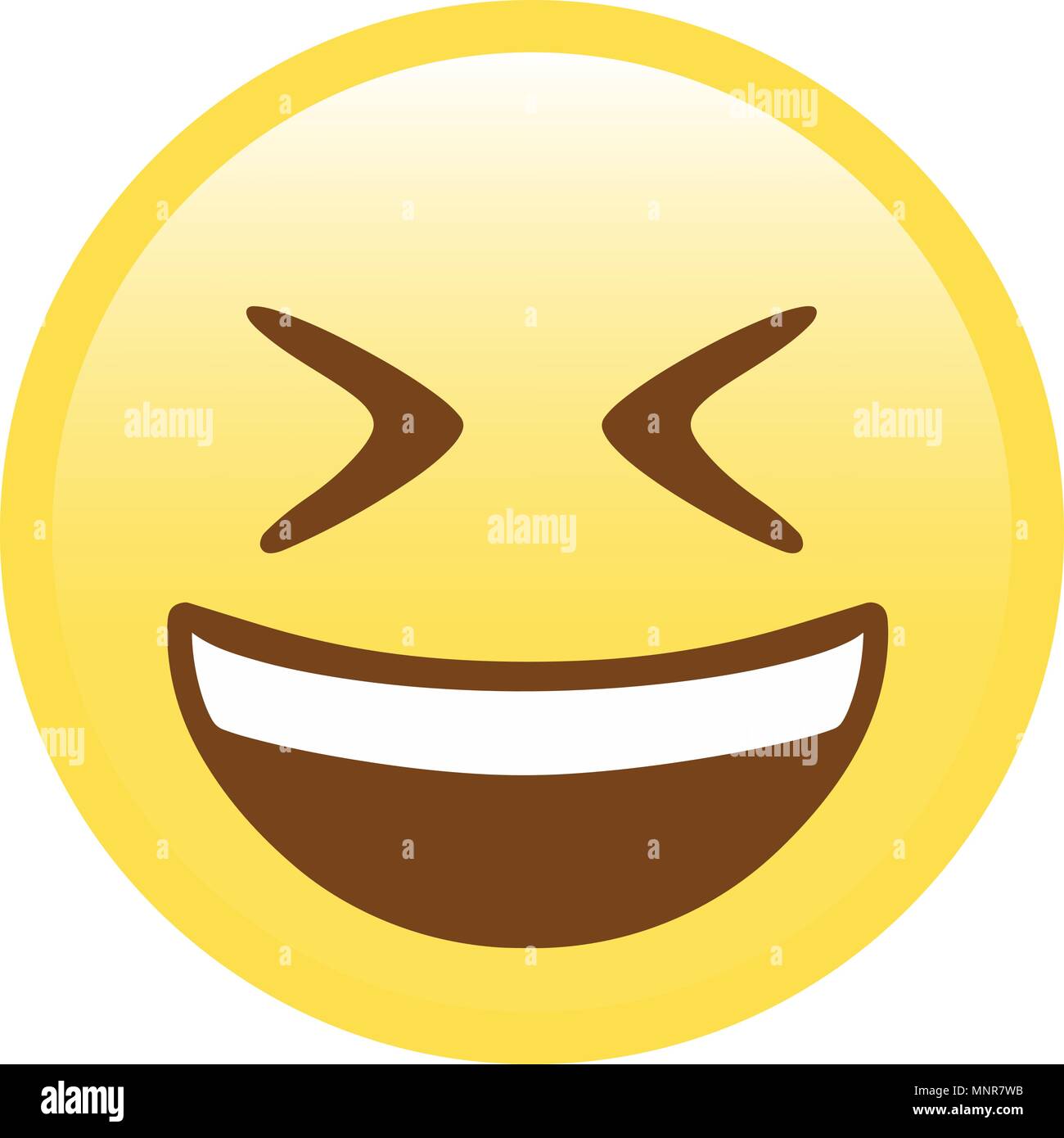 The isolated vector yellow laughing out loud with closing eyes flat icon Stock Vector
