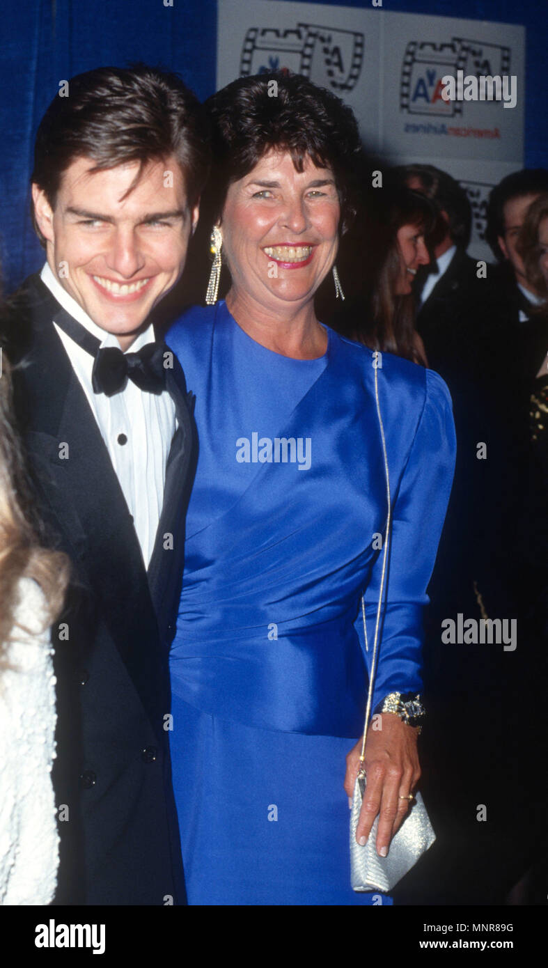BEVERLY HILLS, CA - JANUARY 12: Actor Tom Cruise and his mother Mary Lee Pfeiffer attend American Cinema Awards on January 12, 1991 at the Beverly Hilton Hotel in Beverly Hills, California. Photo by Barry King/Alamay Stock Photo Stock Photo