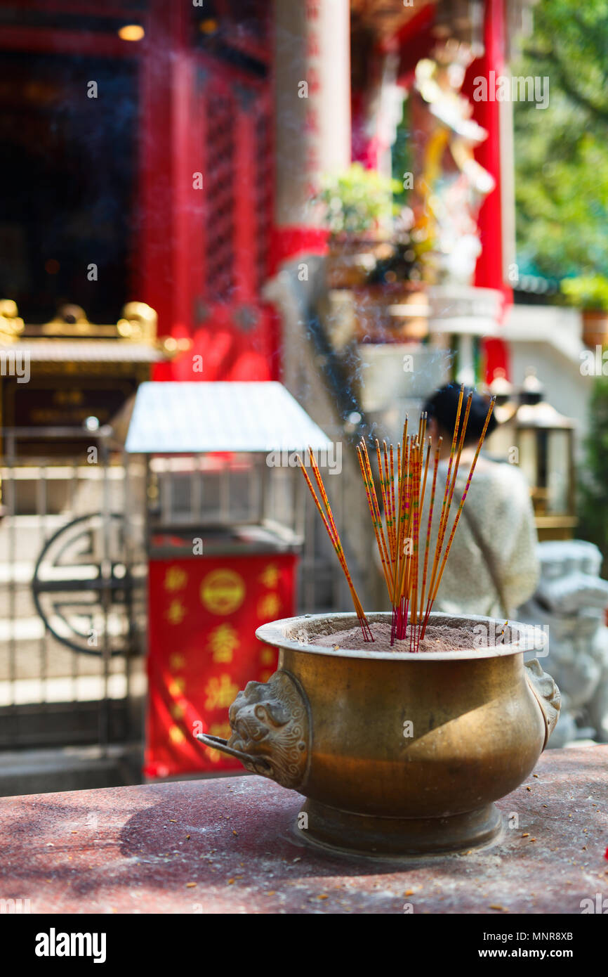 Incense sticks at Chinese temple in Hong Kong Stock Photo Alamy
