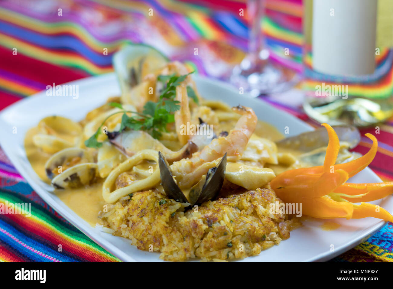 Peruvian food: arroz con mariscos Stock Photo
