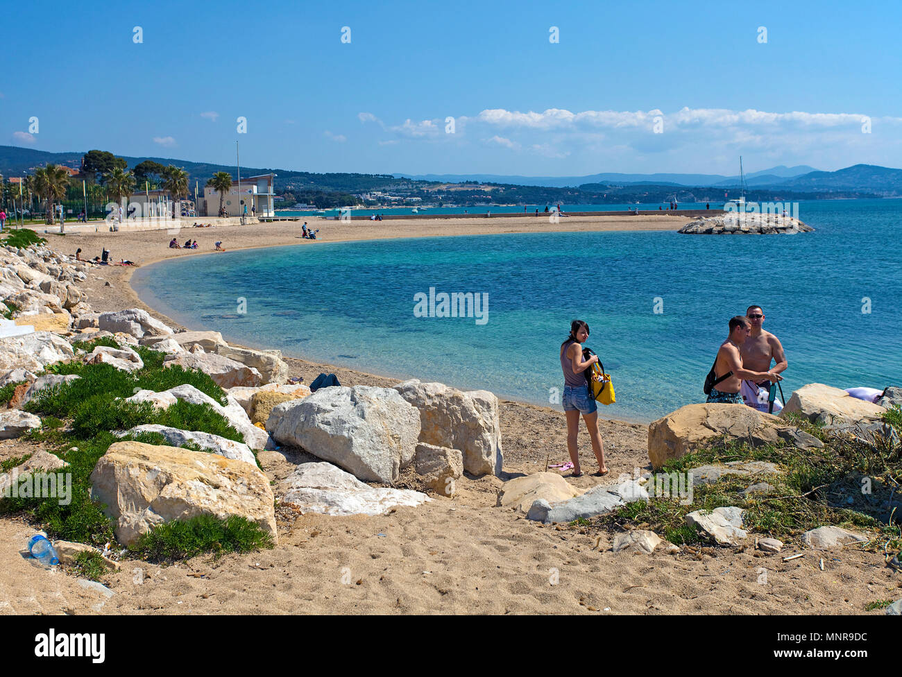 Bathing beach at La Ciotat, Bouches-du-Rhone, Provence-Alpes-Côte d’Azur, South France, France, Europe Stock Photo