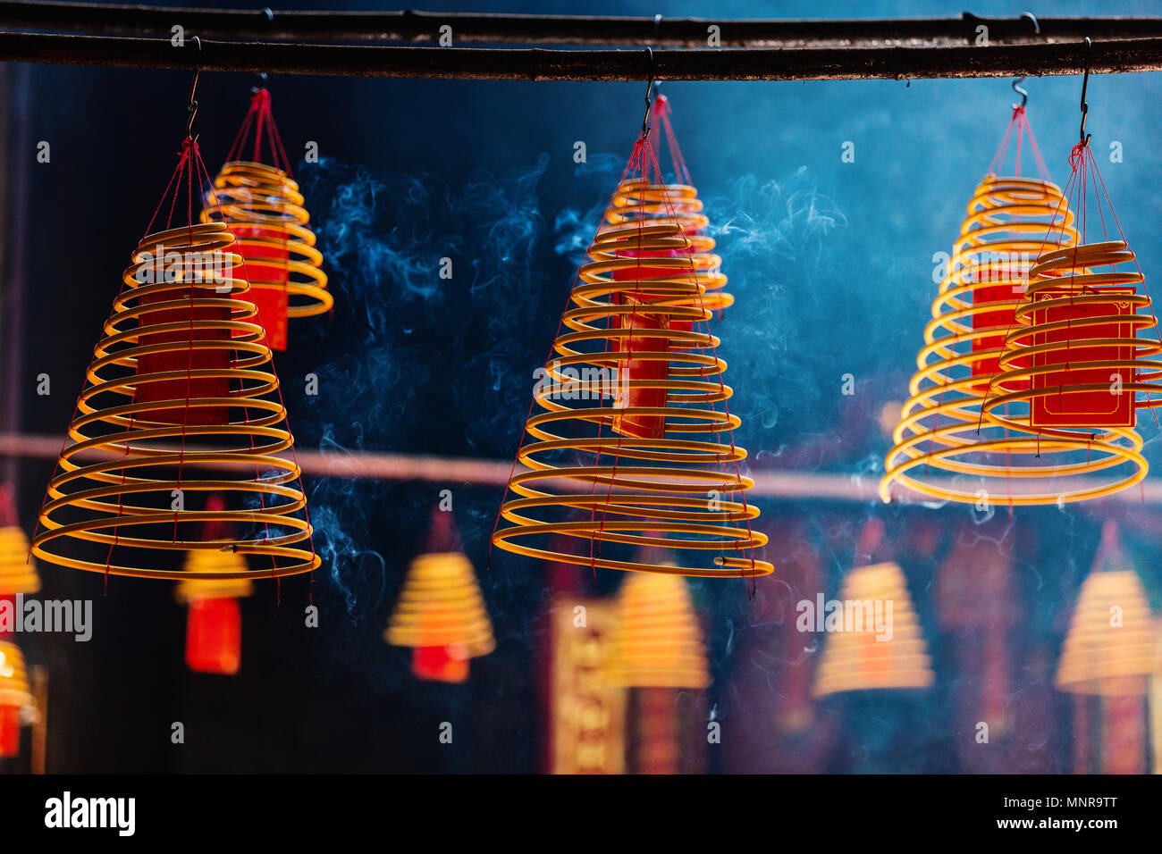 Circular incenses burning in Chinese temple in Macau Stock Photo Alamy