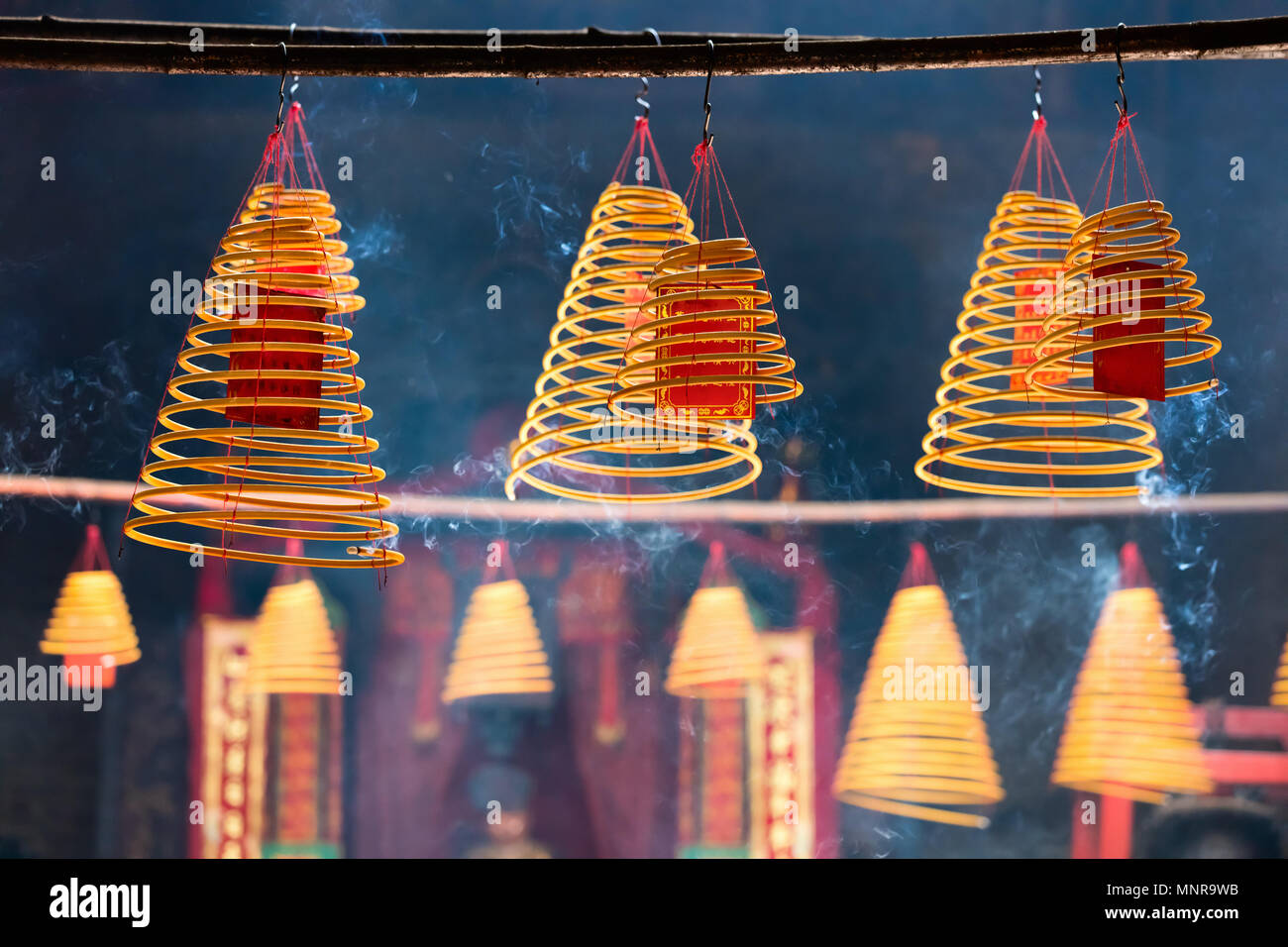 Circular incenses burning in Chinese temple in Macau Stock Photo Alamy