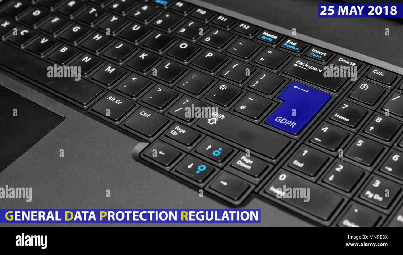 blue keyboard key with text GDPR as symbol for Privacy and General Data ...