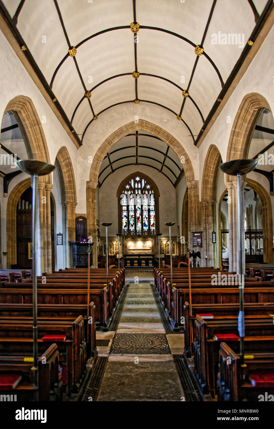 The building of St Peters Church, Dorchester, Dorset, largely dates from the mid fifteenth century, significantly restored in 1856-7 by J Hicks. Stock Photo