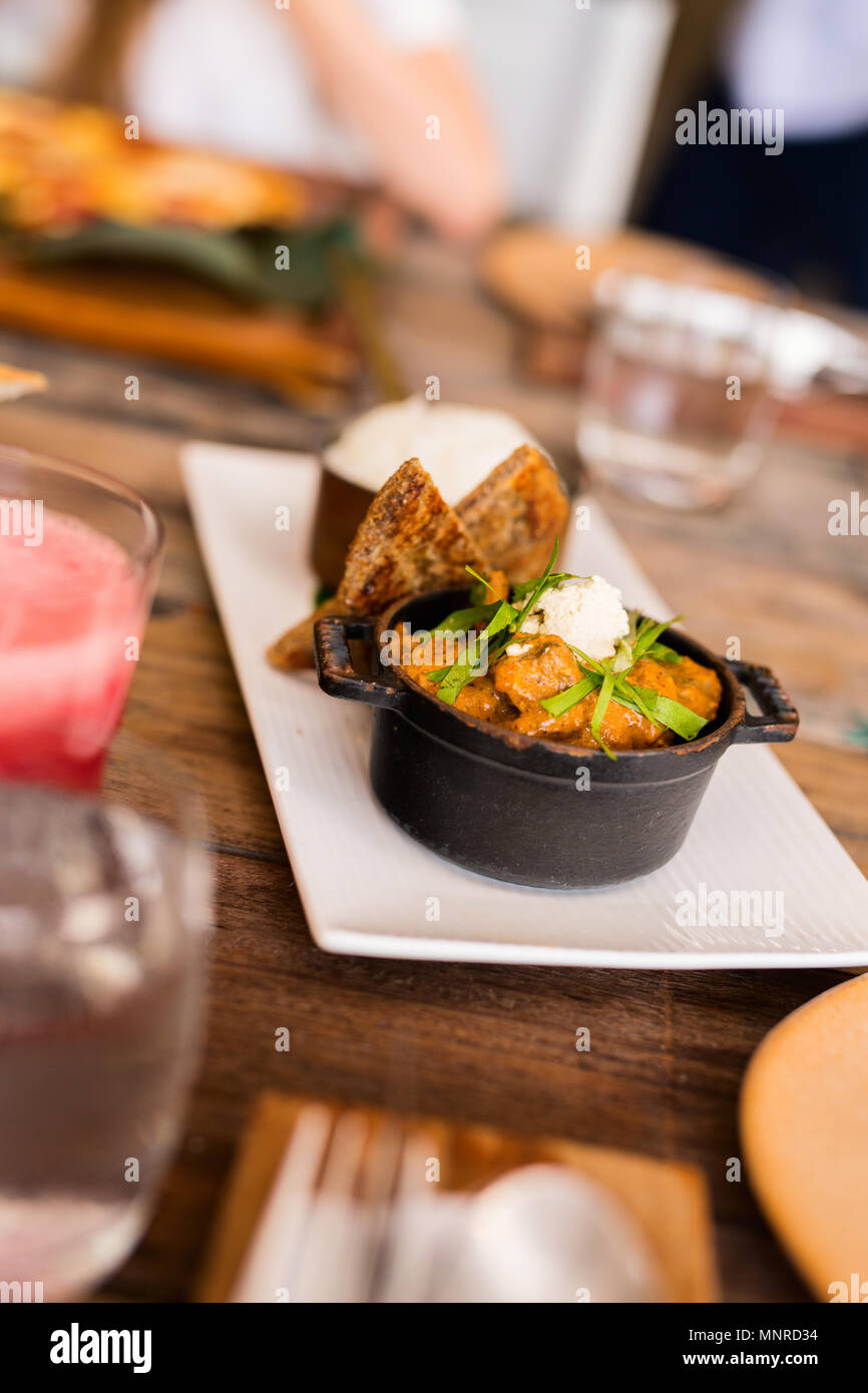 Delicious lunch of meat, rice and green vegetables Stock Photo - Alamy