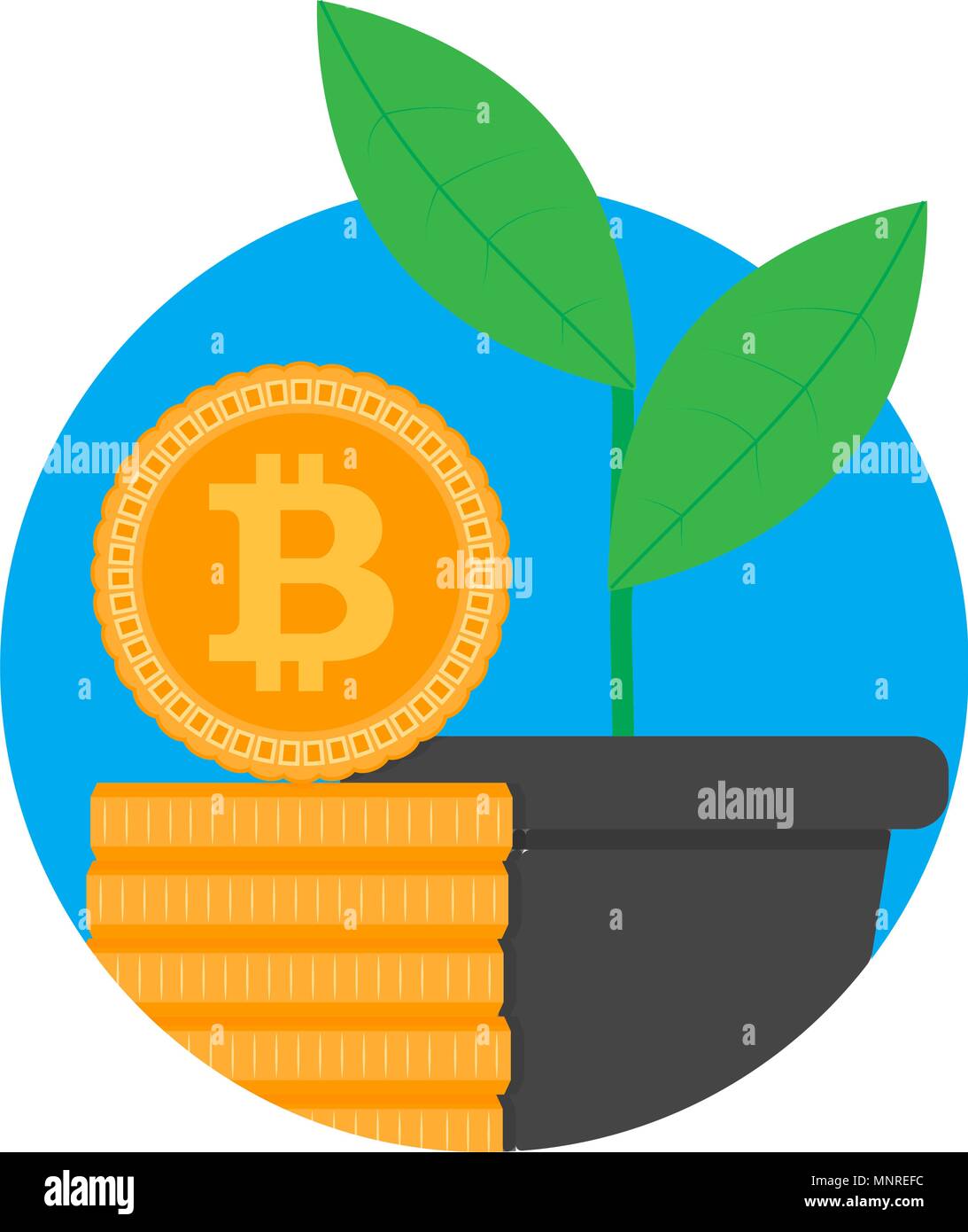 Growth and development ico start up. Begin new project, stack and pot. Vector illustration Stock Vector