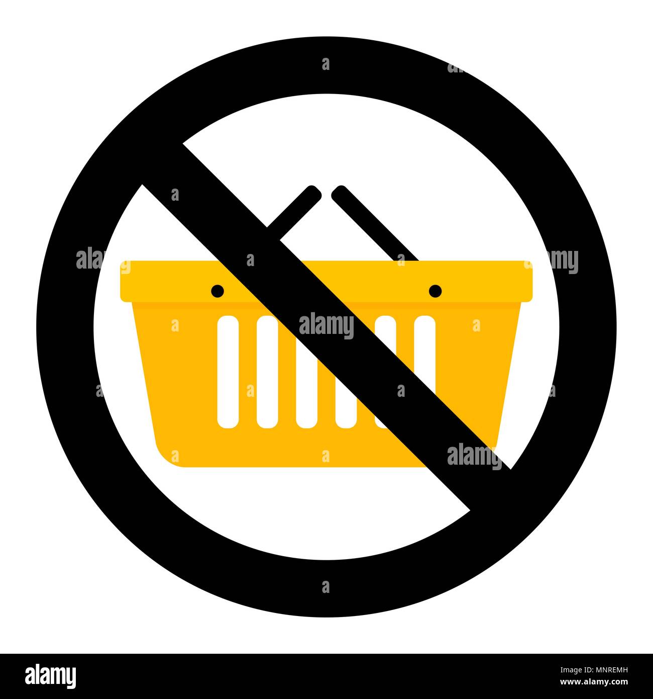 Not shopping icon. Banned and restriction buy. Vector illustration Stock Vector