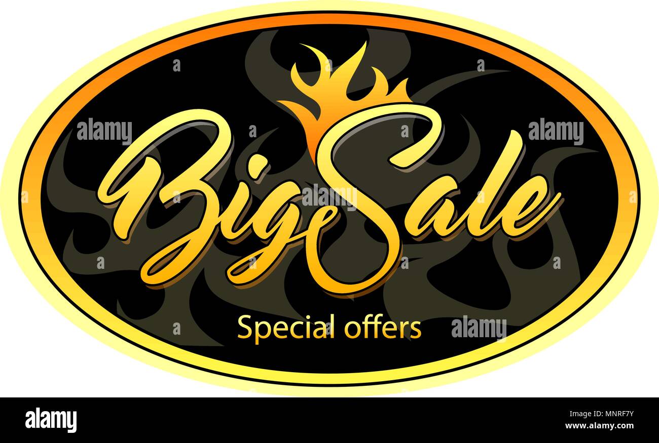 Oval black tag with Big Sale Stock Vector