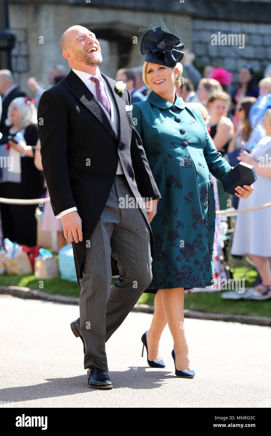 MIke Tindall and Zara Tindall arrives at St George's Chapel at Windsor  Castle for the wedding of Meghan Markle and Prince Harry Stock Photo - Alamy
