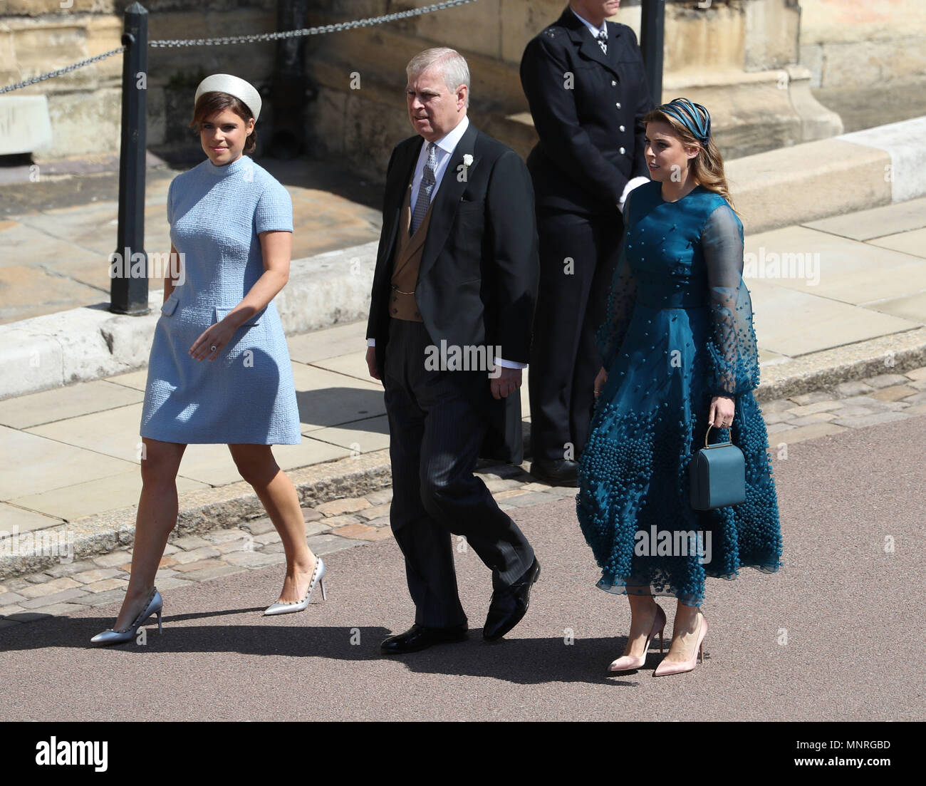 Princess Eugenie (left), the Duke of York and Princess Beatrice arrive ...