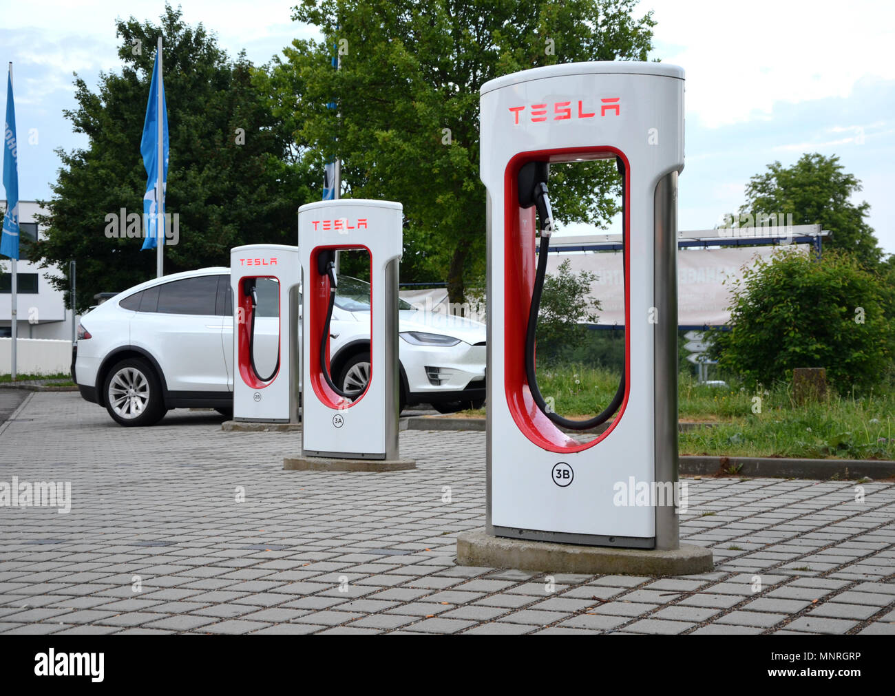 Ellwangen Germany May 15 2018 Tesla Supercharger