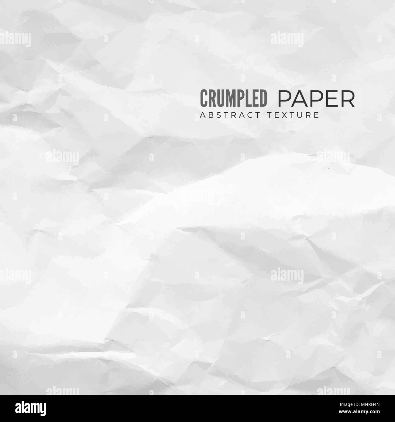Crumpled Paper Texture. White empty leaf of crumpled paper. Torn surface of letter blank. Effect Crumpled paper sheet background for your design. Vect Stock Vector